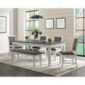 Extendable Dining Table - Antique White & Grey - Seats 6