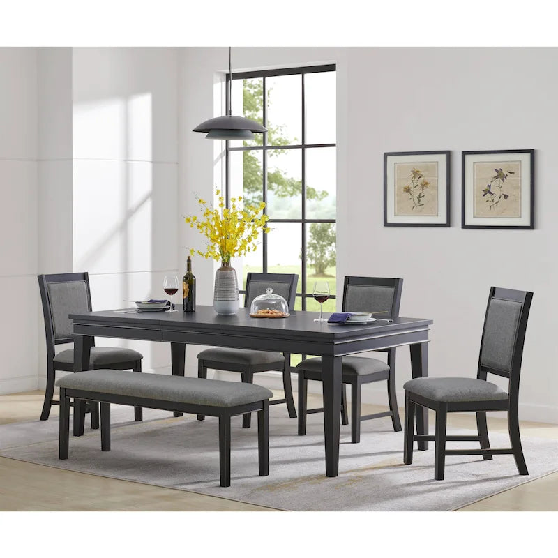 Extendable Dining Table - Antique White & Grey - Seats 6