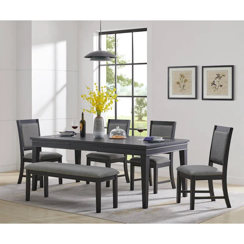 Extendable Dining Table - Antique White & Grey - Seats 6