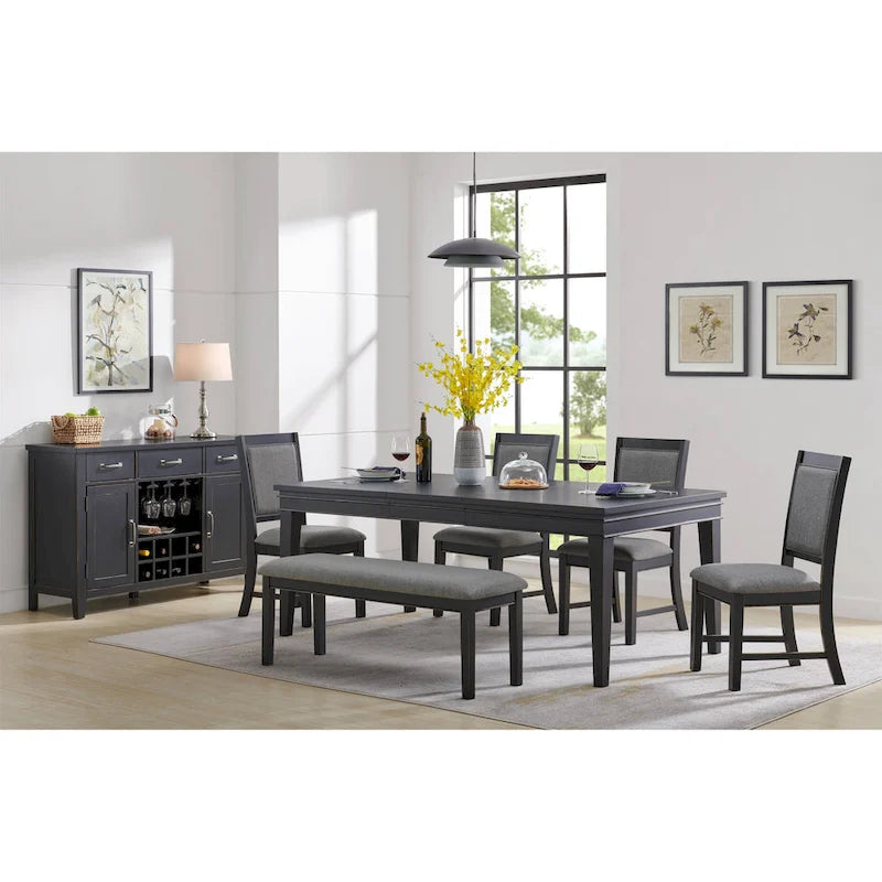 Extendable Dining Table - Antique White & Grey - Seats 6