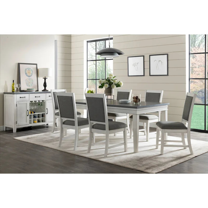 Extendable Dining Table - Antique White & Grey - Seats 6