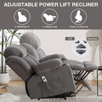 Power Lift Chairs Recliners, Heat & Massage, USB Port, Remote Control