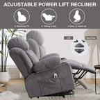 Power Lift Chairs Recliners, Heat & Massage, USB Port, Remote Control
