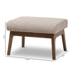 Brown Faux Leather Ottoman with Wood Legs