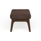 Brown Faux Leather Ottoman with Wood Legs
