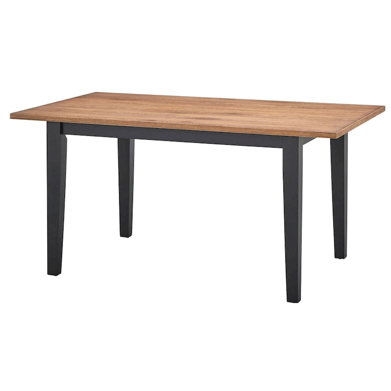 Driftwood & Black Farmhouse Dining Table for 6