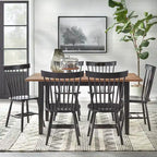 Driftwood & Black Farmhouse Dining Table for 6