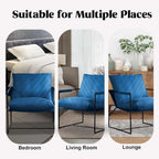 Modern Accent Linen Sling Chair Indoor for Living Room Bedroom and Office Metal Framed Armchair with Soft Bag Cushion