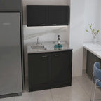 Kitchen Cabinet with Doors - White/Black/Grey - 2 Person