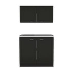 Kitchen Cabinet with Doors - White/Black/Grey - 2 Person