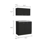 Kitchen Cabinet with Doors - White/Black/Grey - 2 Person