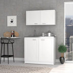 Kitchen Cabinet with Doors - White/Black/Grey - 2 Person