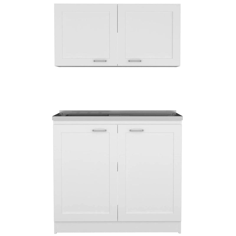 Kitchen Cabinet with Doors - White/Black/Grey - 2 Person