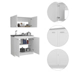 Kitchen Cabinet with Doors - White/Black/Grey - 2 Person