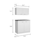 Kitchen Cabinet with Doors - White/Black/Grey - 2 Person