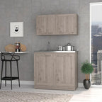 Kitchen Cabinet with Doors - White/Black/Grey - 2 Person