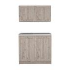 Kitchen Cabinet with Doors - White/Black/Grey - 2 Person
