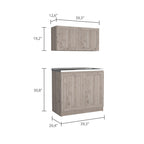 Kitchen Cabinet with Doors - White/Black/Grey - 2 Person