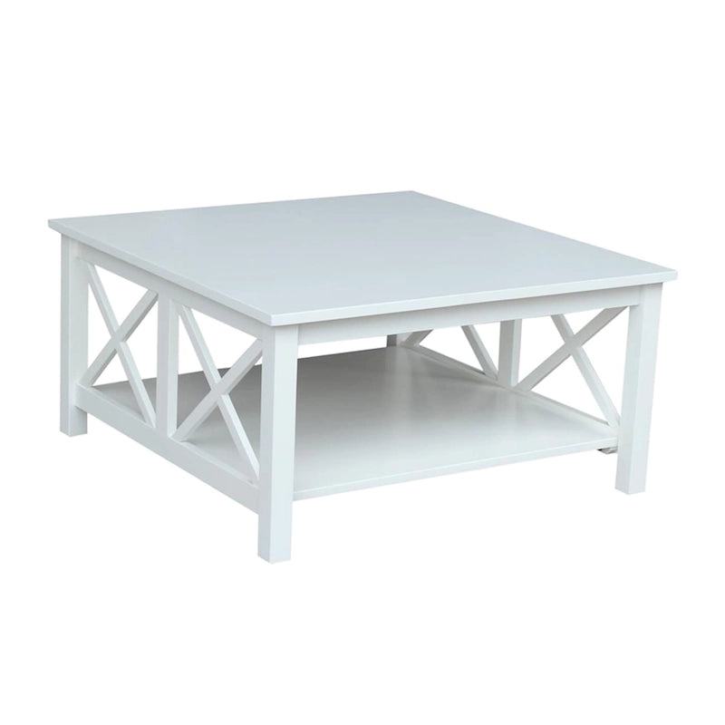 Solid Wood Square Coffee Table with X-Shaped Supports