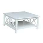 Solid Wood Square Coffee Table with X-Shaped Supports