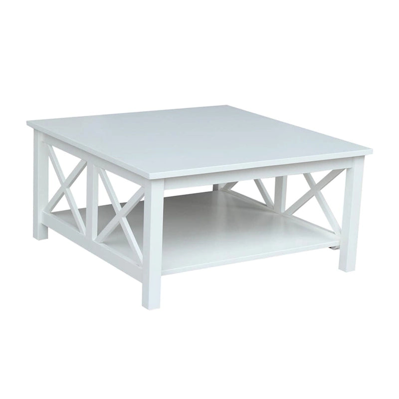 Solid Wood Square Coffee Table with X-Shaped Supports