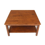 Solid Wood Square Coffee Table with X-Shaped Supports