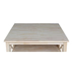 Solid Wood Square Coffee Table with X-Shaped Supports