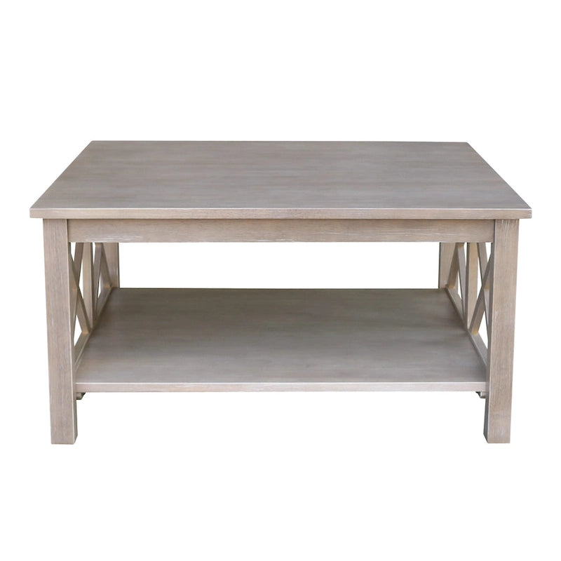 Solid Wood Square Coffee Table with X-Shaped Supports