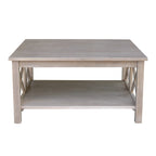 Solid Wood Square Coffee Table with X-Shaped Supports