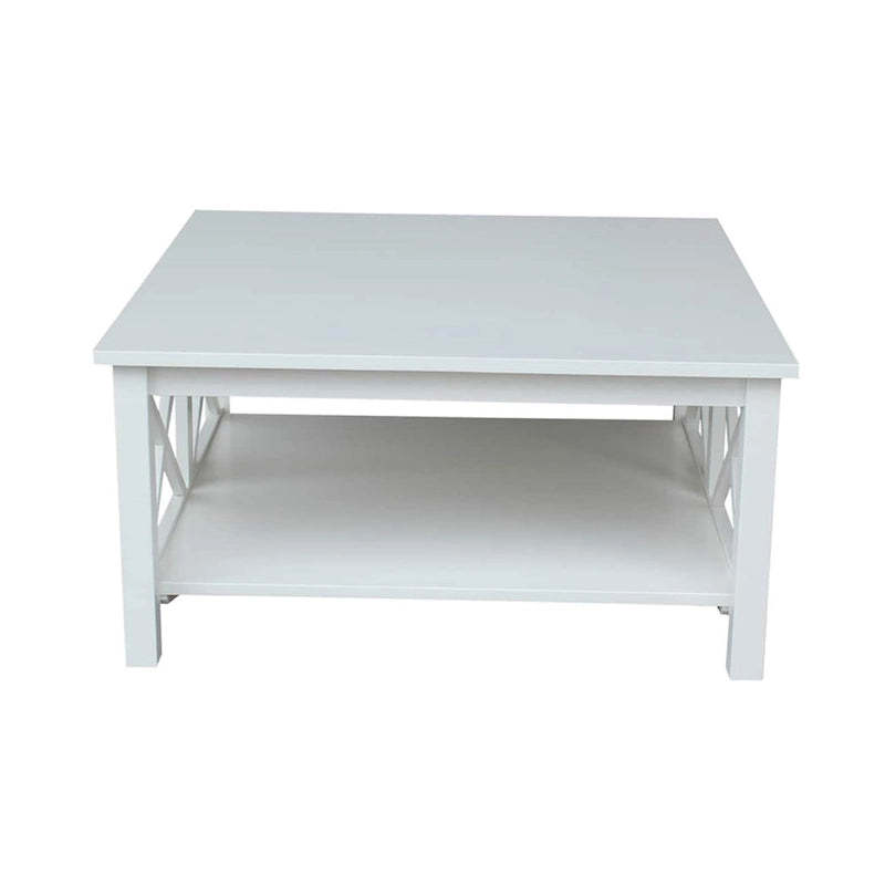 Solid Wood Square Coffee Table with X-Shaped Supports