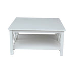 Solid Wood Square Coffee Table with X-Shaped Supports