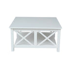Solid Wood Square Coffee Table with X-Shaped Supports