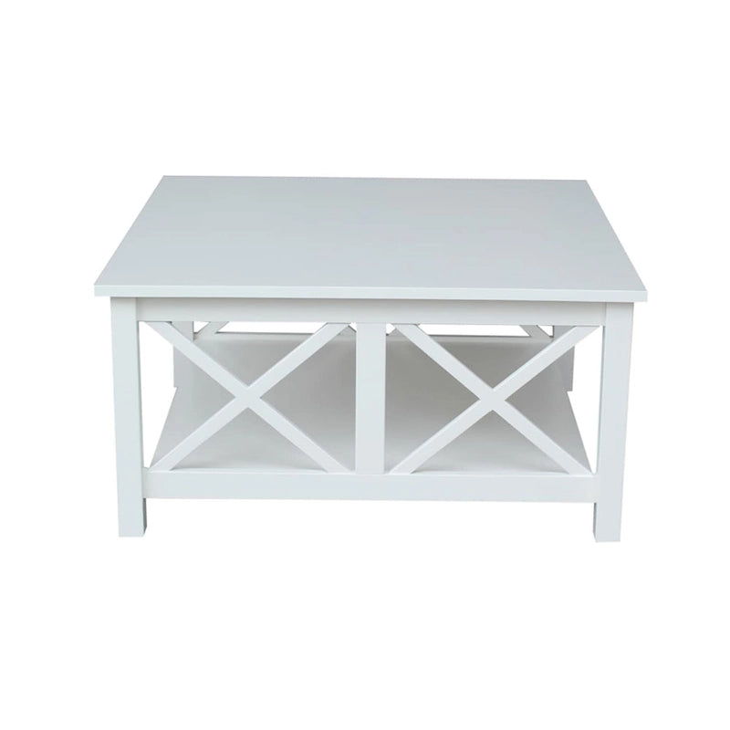 Solid Wood Square Coffee Table with X-Shaped Supports
