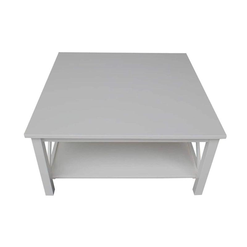 Solid Wood Square Coffee Table with X-Shaped Supports