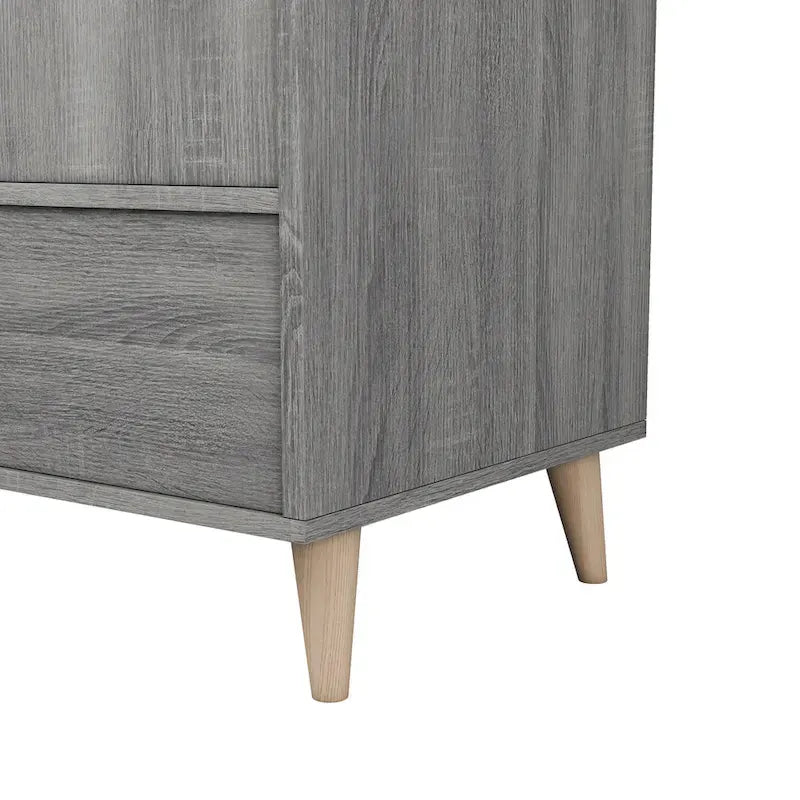 Distressed Grey Mid-Century 1-Drawer Wardrobe Armoire