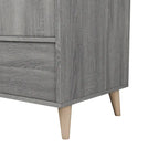 Distressed Grey Mid-Century 1-Drawer Wardrobe Armoire