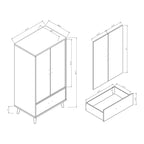 Distressed Grey Mid-Century 1-Drawer Wardrobe Armoire