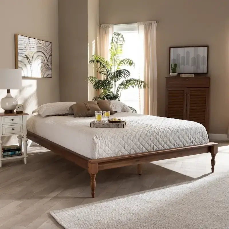 French-inspired Vintage Wood Bed Frame