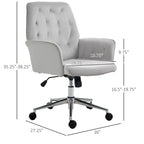 Blue Velvet Mid-Back Office Chair with Arms, Swivel & Adjustable Height