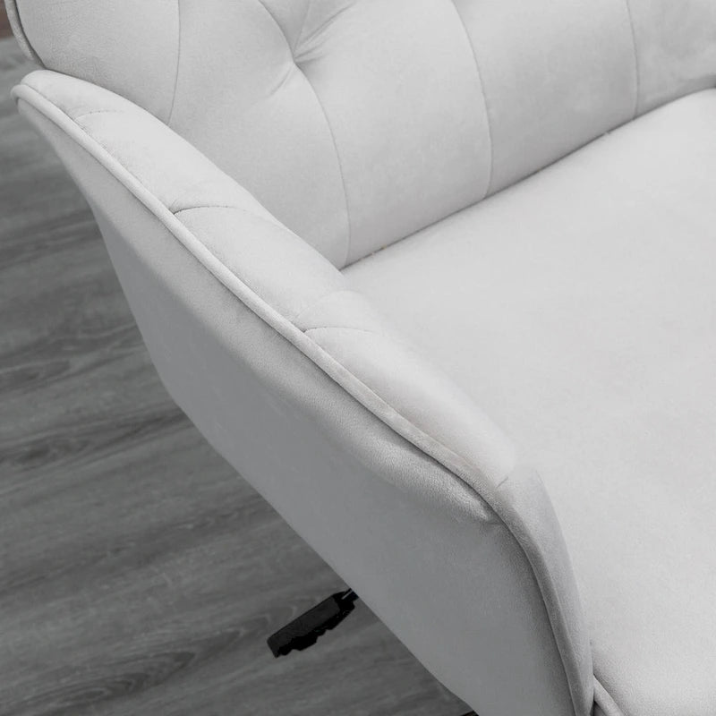 Blue Velvet Mid-Back Office Chair with Arms, Swivel & Adjustable Height