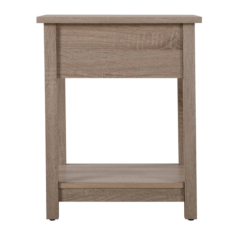 Wooden Nightstand with Drawer and Shelf