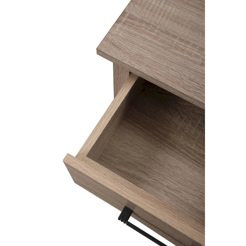 Wooden Nightstand with Drawer and Shelf