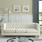 Velvet Sofa for Living Room,Buttons Tufted Square Arm Couch, Modern Couch Upholstered Button and Me