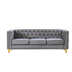 Velvet Sofa for Living Room,Buttons Tufted Square Arm Couch, Modern Couch Upholstered Button and Me