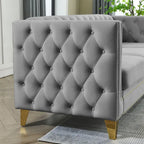 Velvet Sofa for Living Room,Buttons Tufted Square Arm Couch, Modern Couch Upholstered Button and Me