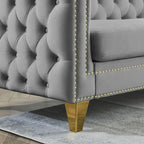 Velvet Sofa for Living Room,Buttons Tufted Square Arm Couch, Modern Couch Upholstered Button and Me