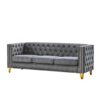 Velvet Sofa for Living Room,Buttons Tufted Square Arm Couch, Modern Couch Upholstered Button and Me