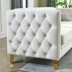 Velvet Sofa for Living Room,Buttons Tufted Square Arm Couch, Modern Couch Upholstered Button and Me