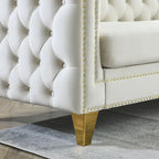 Velvet Sofa for Living Room,Buttons Tufted Square Arm Couch, Modern Couch Upholstered Button and Me