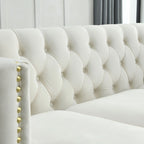 Velvet Sofa for Living Room,Buttons Tufted Square Arm Couch, Modern Couch Upholstered Button and Me